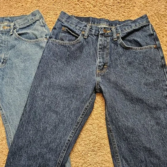 Wrangler Jeans Lot of 2 Mens Tag 28x32 Fit 28x30 Slim Straight Cotton Denim EUC - Picture 4 of 8